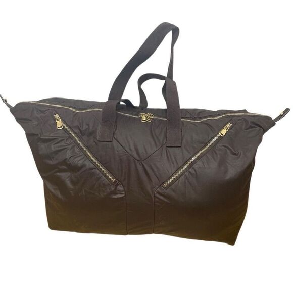 Yves Saint Laurent YSL Dark Brown‎ Nylon Duffle Bag Hampton Boston Travel Tote
